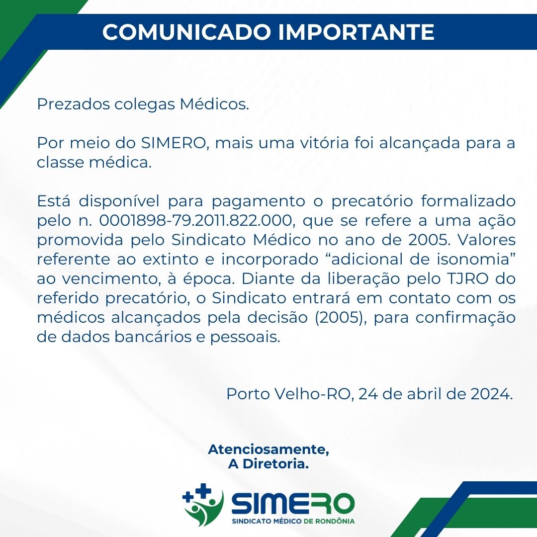 COMUNICADO IMPORTANTE