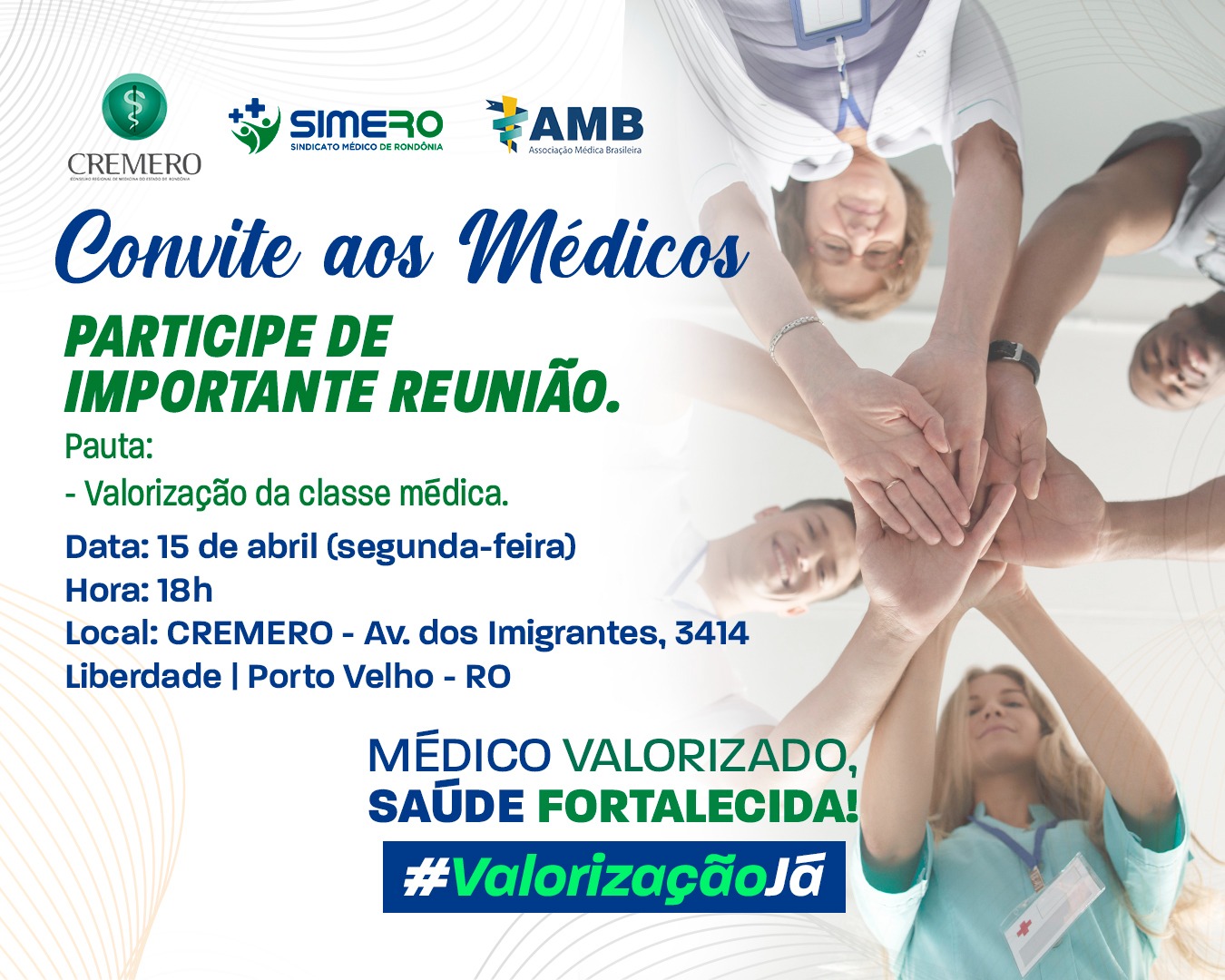 Simero, Cremero e AMB reúnem médicos e autoridades para debater valorização na segunda (15)